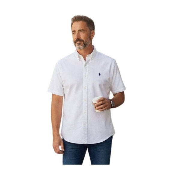 Polo Ralph Lauren White Short Sleeve Button Down Shirt Men’s - Size XL - Picture 1 of 7